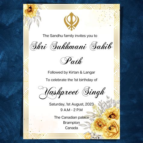 Shri Sukhmani Sahib Path Digital Invitation Card Path Sign Etsy Australia