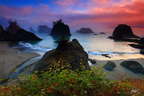 B176 Sunset From Secret Beach Oregon Coast Randall J Hodges Photography