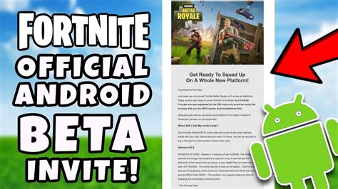 Official Fortnite Android Beta Invite Email Fortnite Android Beta