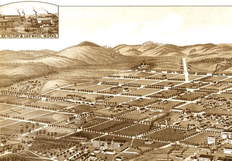 Anniston Alabama In 1887 Birds Eye View Map Aerial Panorama