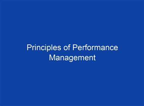 What Are The Principles Of Performance Management Hrm
