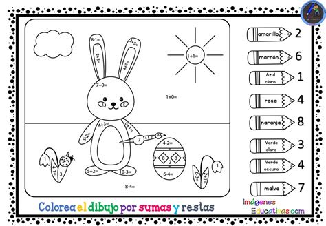 Colorea por SUMAS y RESTAS — (5) – Imagenes Educativas