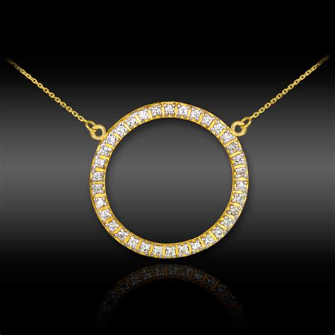 14k Gold Eternity Circle Of Life Diamond Karma Ring Necklace