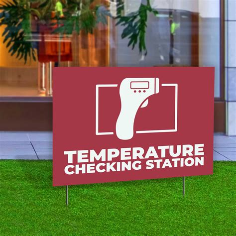 Temperature Checking Station Double Sided Yard Sign 23x17 In Plum