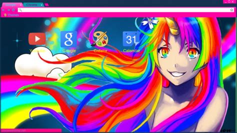 Rainbow Anime Unicorn Girl Chrome Theme Themebeta