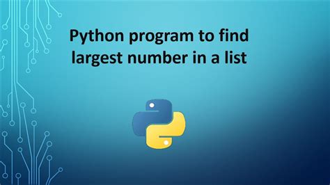 Python Program To Find Largest Number In A List YouTube