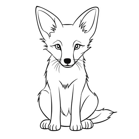 Fox Coloring Pages On White Background Vector Basic Simple Cute