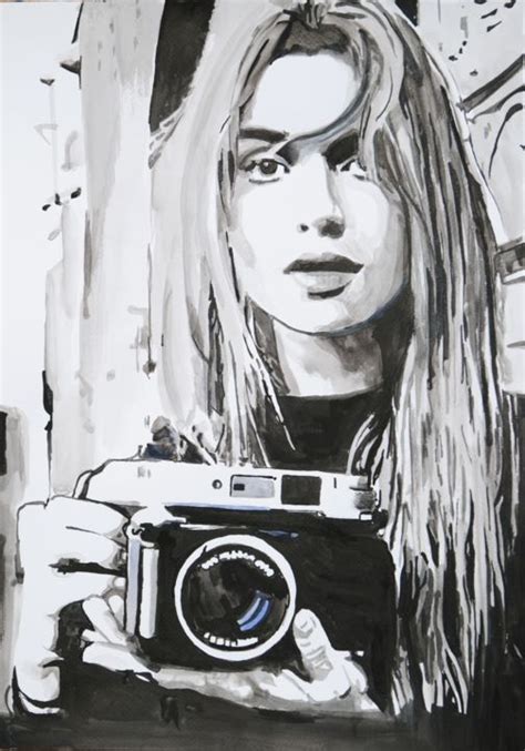 Girl With Camera Drawing By Alexandra Djokic Artmajeur In 2021 Girls With Cameras Drawings