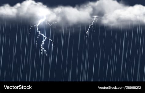 Autumn Thunderstorm Rain Clouds And Lightning Vector Image