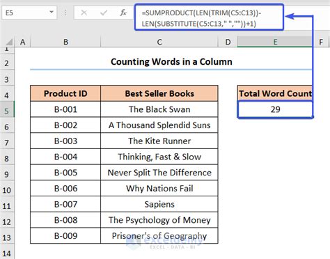 How To Count Words In Excel Column 5 Useful Ways Exceldemy