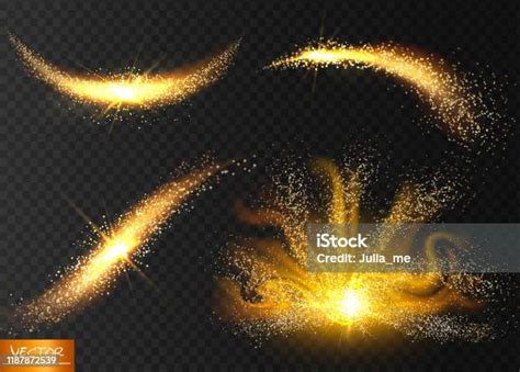 Sparkle Stardust Golden Glittering Magic Vector Waves With Gold