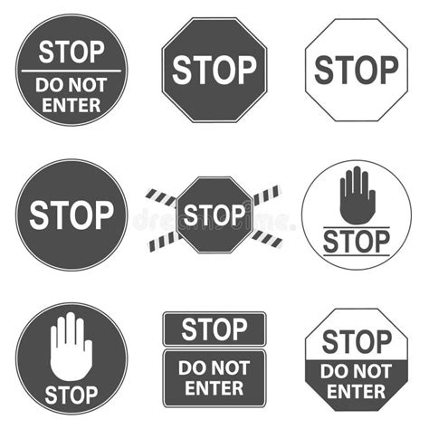 Stop Sign Set Of Stop Icons Isolated On White Background Stock