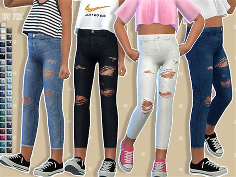 The Sims Resource Set High Waisted Jeans For Children And Toddler Skirt