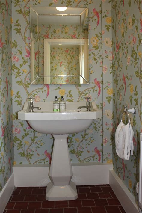 Cloakroom With Floral Wallpaper Bathroom Ideas Uk Small Space