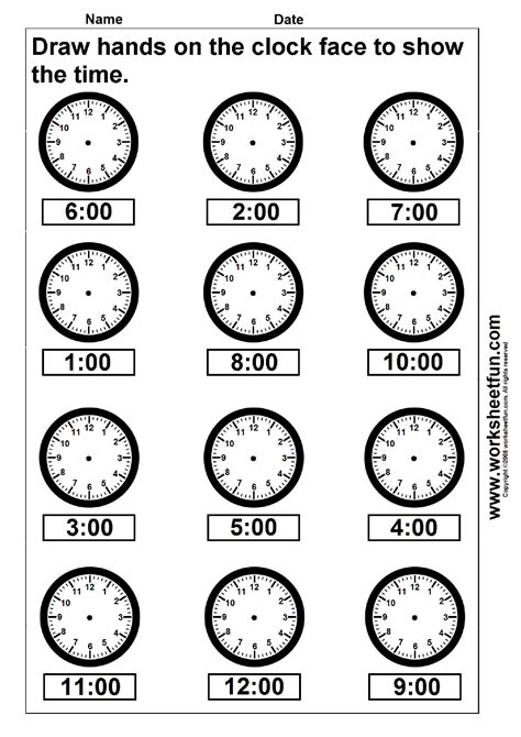 Today's algorithm is the angle between the hands of a clock problem: Time - Draw hands on the clock face - 4 Worksheets | Time ...