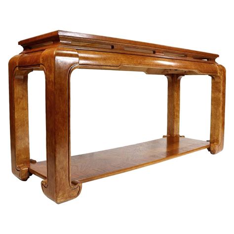 Vintage Mahogany Petite Asian Modern Chinoiserie Sofa Table Console At