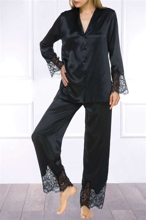 Coemi Ayana Satin Slip Dress Satin Nightwear Black Oleandacom