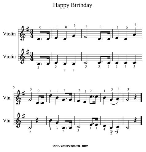 Happy Birthday To You Violin Sheet Music Happy Birthday To You Free