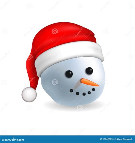 Snowman Face 3d Realistic Snowman Head Isolated White Background