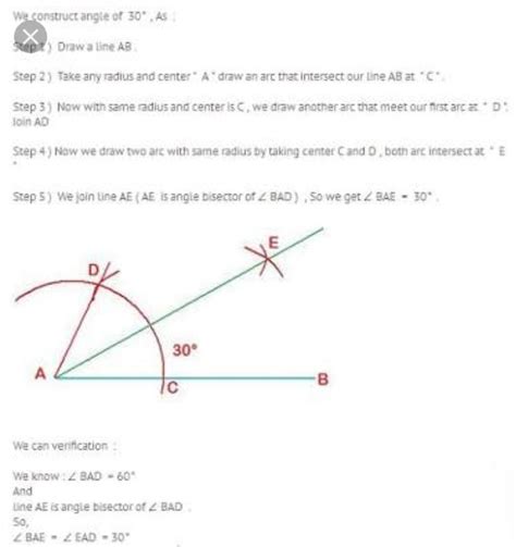 Constructing A 30 Degree Angle