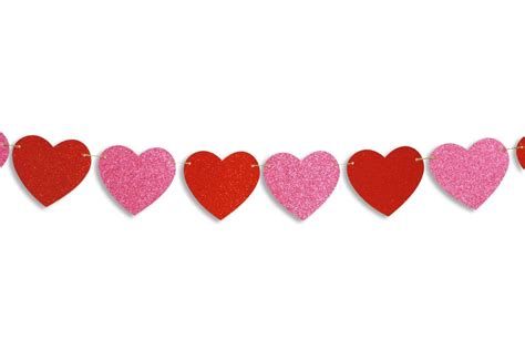 Heart Glitter Garland Valentines Day Heart Banner