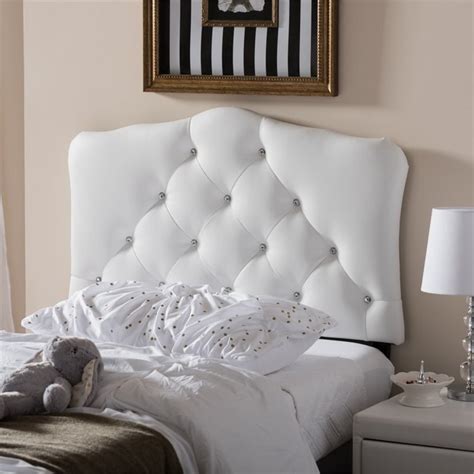 rita faux leather upholstered twin headboard in white homesquare