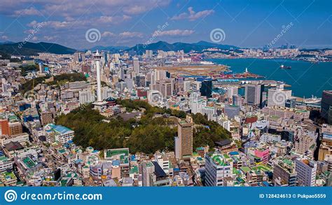 Aerial View Of Busan City South Korea Aerial View From Drone Stock