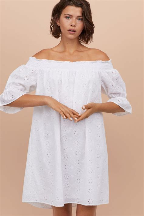 Off The Shoulder White Eyelet Dress For Spring And Summer Perfect For