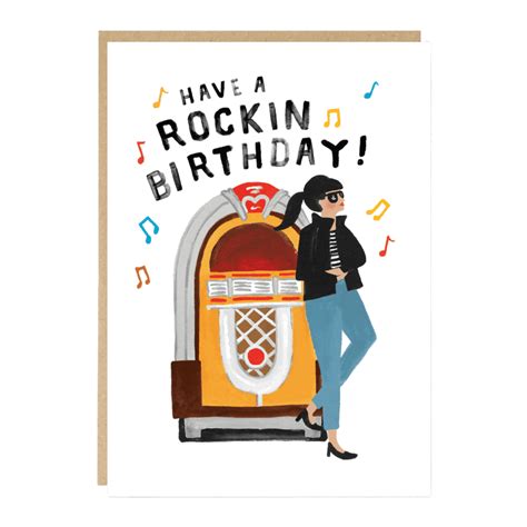 Jade Fisher Illustrated Cards Have A Rockin Birthday Card Music