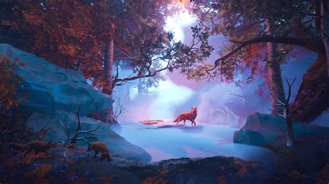 2048x1152 Wolf In Red Magical Woods 4k 2048x1152 Resolution Hd 4k