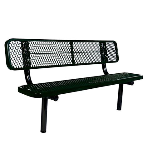 Surface Mount 8 Ft Black Diamond Commercial Park Bench With Back