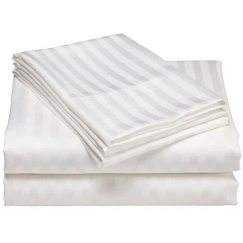 Albedo Stripped White Satin Stripe Bed Sheet For Hotel Size