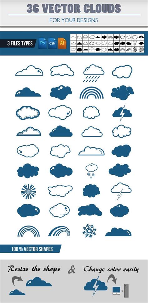 36 Clouds Shapes Add-ons | Cloud shapes, Clouds, Vector shapes