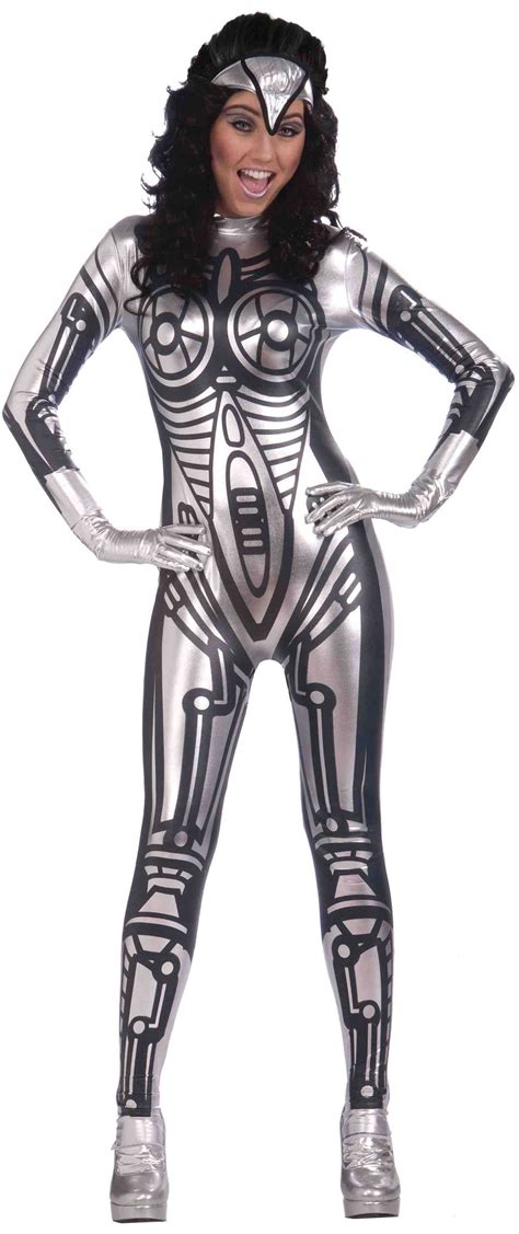 Ladies Robot Jumpsuit Female Costume For Sci Fi Space Fancy Dress