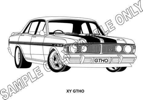 Murray Parker Sketch Mounted 1970 72 Ford Falcon Xy Gt Collector Models