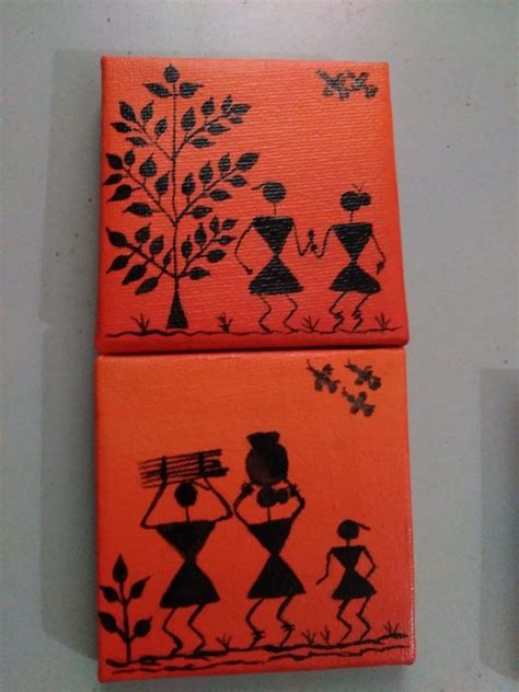 Warli Paintings On Canvas 4 Abstract Art Painting Diy Art Painting