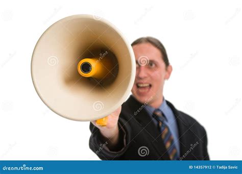 Yelling Through Megaphone Stock Photo Image Of Finger 14357912