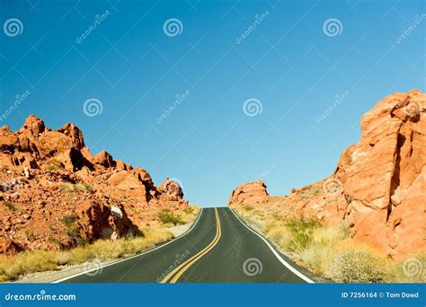 Highway Through Valley Of Fire Stock Photo Image Of Deserted
