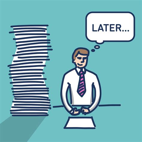 Vector Illustration Procrastination Businessman Which Delay His Zoomly