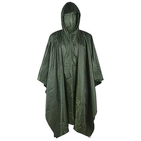 Waterproof Army Hooded Ripstop Festival Rain Poncho Military Camping
