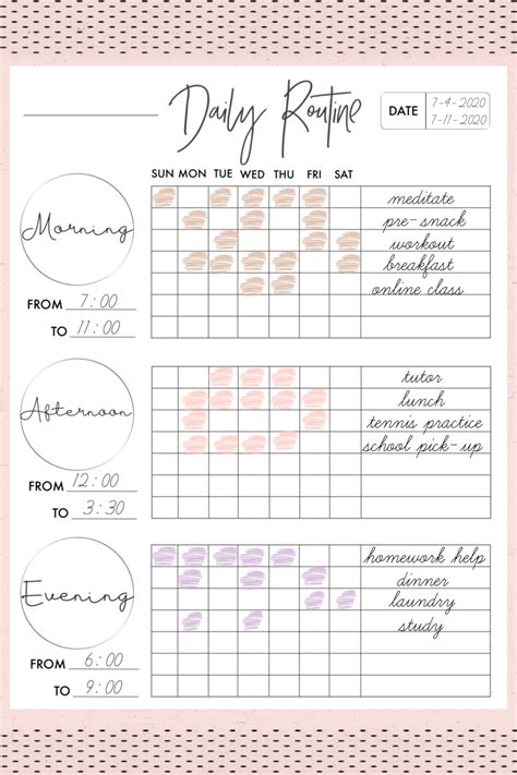 Daily Routine Planner Weekly Routine Tracker Instant Download Etsy