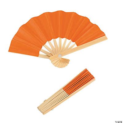 Mini Orange Bamboo Folding Hand Fans