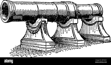 An Illustration Of A Cannon Vintage Line Drawing Or Engraving