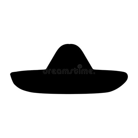 Silhouette Mexican Sombrero Hat Headdress Stock Vector Illustration