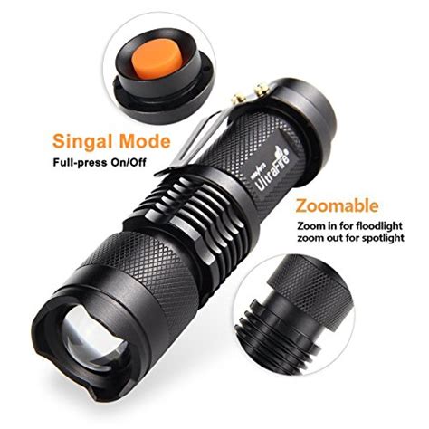 3 Pack Ultrafire Mini Flashlights Focus Adjustable Sk68 Single Mode