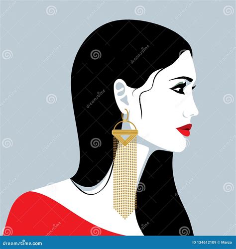 Beatiful Woman With Long Earring Stock Vector Illustration Of Glamour Earring