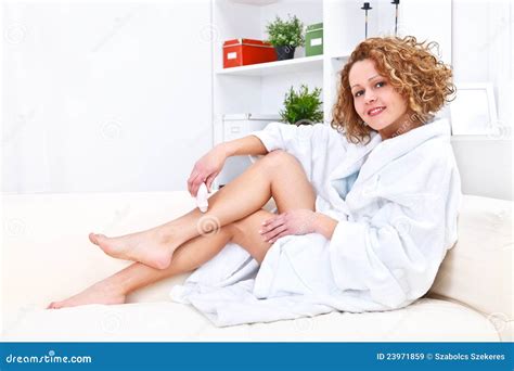 Woman Shaving Her Legs Stock Image Image Of Bare Depilation