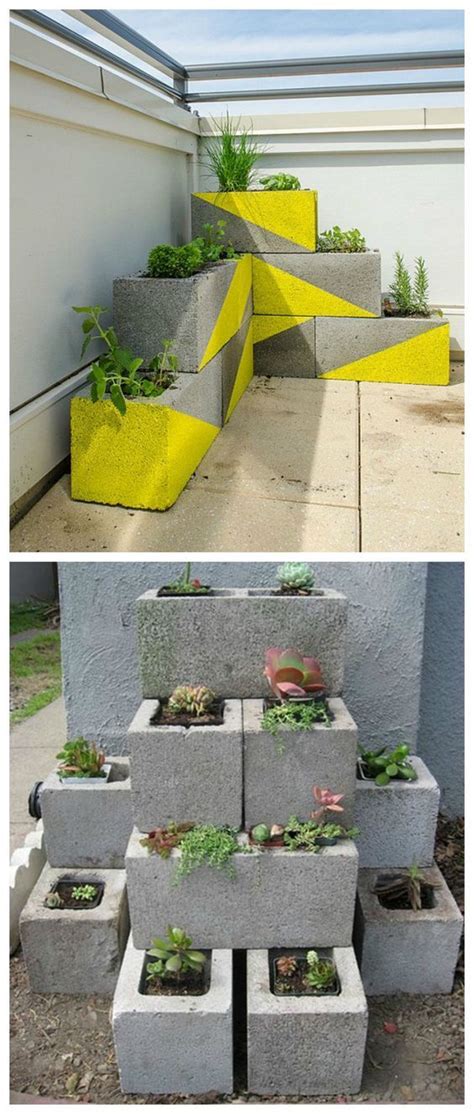 Jardinera bloques ideas / jardinera de obra y ladrillos: MUEBLES CON BLOQUES DE HORMIGÓN | Jardinería en macetas ...