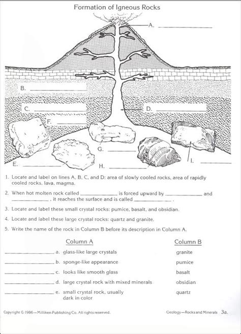 Rocks And Minerals Worksheets Minerals Worksheet Some Common Rocks