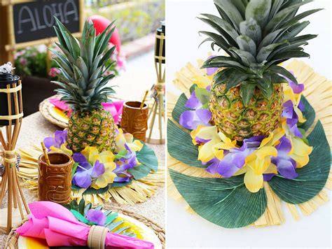 Easy Pineapple Luau Centerpiece  Luau centerpieces, Luau table